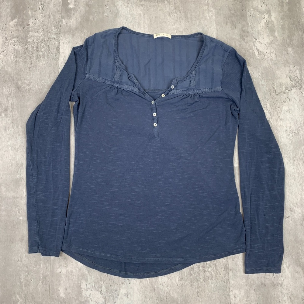 Rare Earth Henley Top Womens 8 Blue Bella Swan‎ Twilight Downtown Long Sleeve